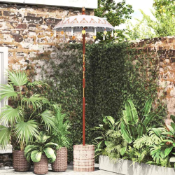 vidaXL Baliešu lietussargs ar pamatni Krēmkrāsa 95 x 95 x 260 cm