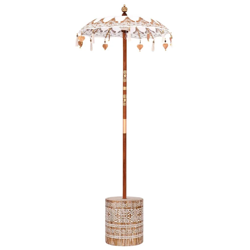 vidaXL Baliešu lietussargs ar pamatni Krēmkrāsa 95 x 95 x 260 cm