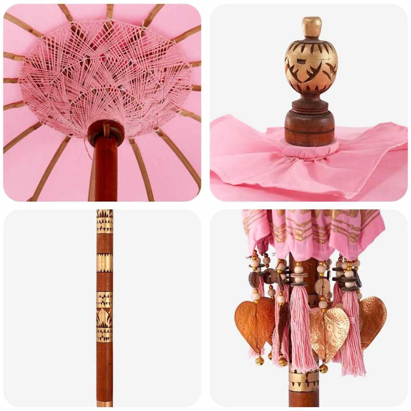 vidaXL Baliešu lietussargs ar pamatni Rozā 95 x 95 x 260 cm