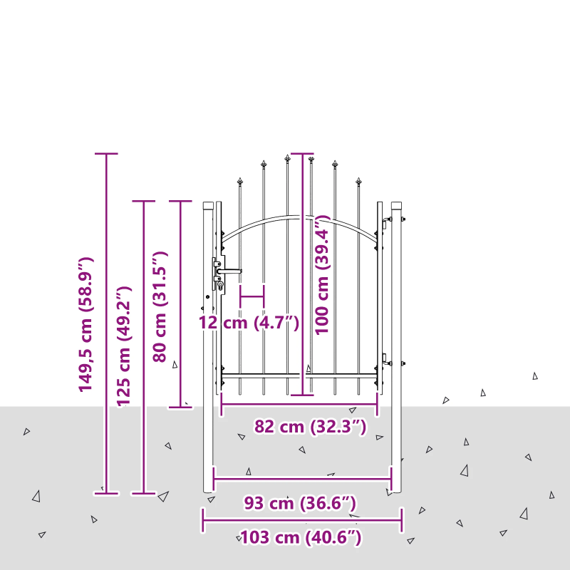 vidaXL Dārza vārti ar slēdzeni Pelēka 100 x 100 cm Tērauds