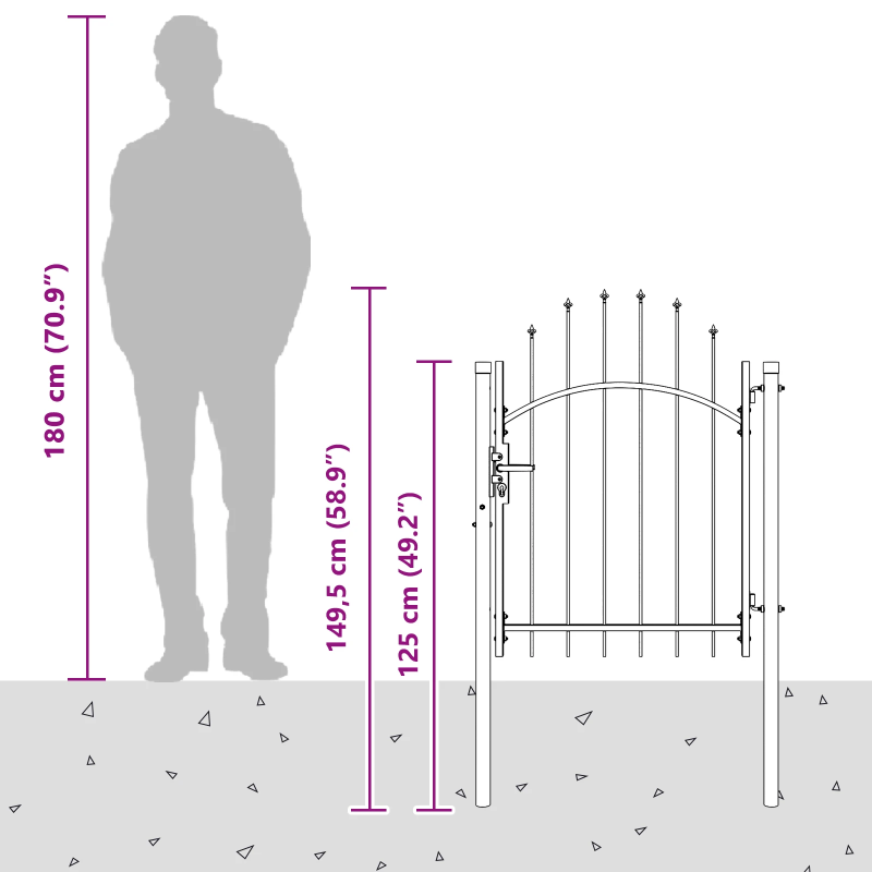 vidaXL Dārza vārti ar slēdzeni Pelēka 100 x 100 cm Tērauds