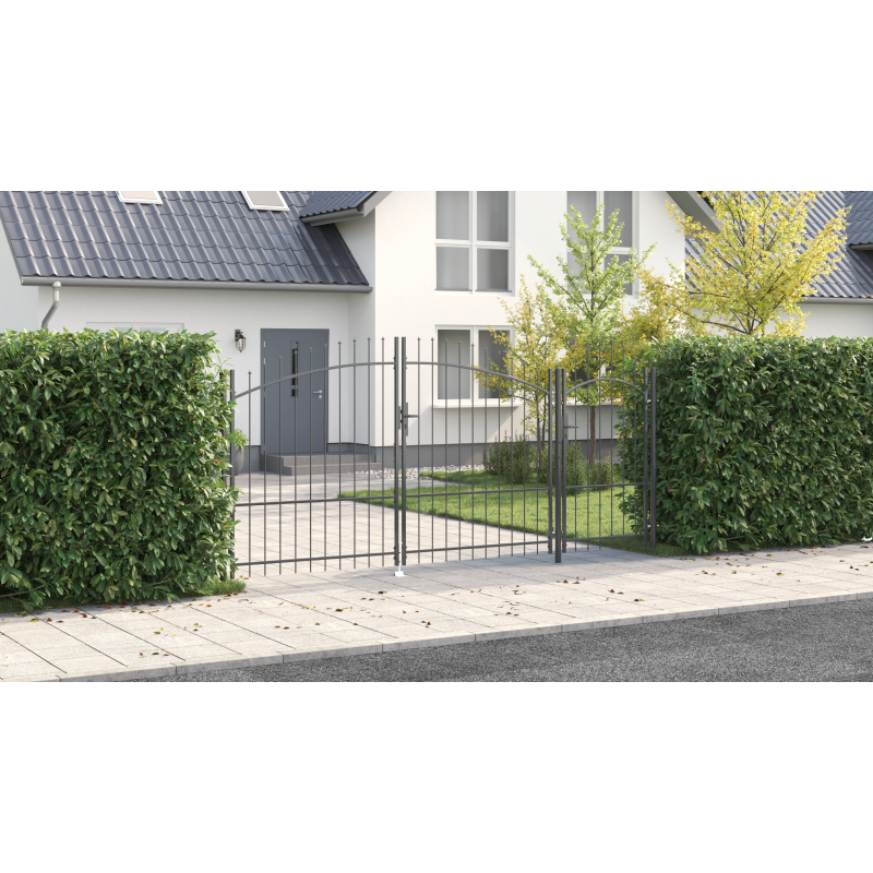 vidaXL Dārza vārti ar slēdzeni Pelēka 175 x 400 cm Tērauds
