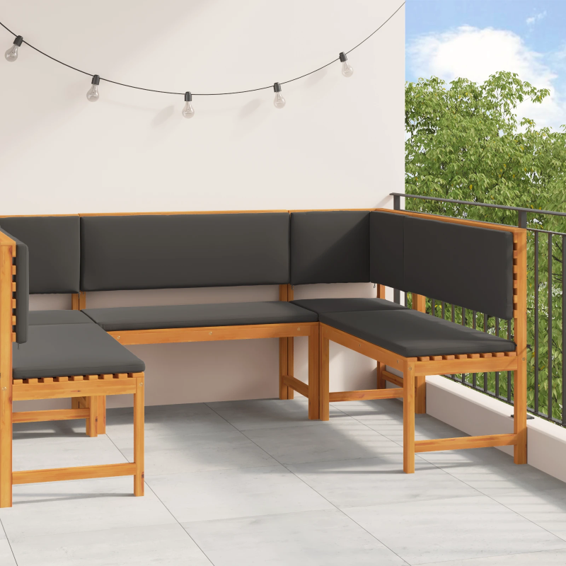 vidaXL Dārza sola komplekts 5 pcs Brūna Cietā akācijas koks