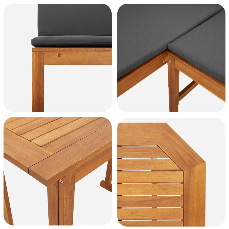 vidaXL Dārza bistro komplekts 4 pcs Brūna Cietā akācijas koks