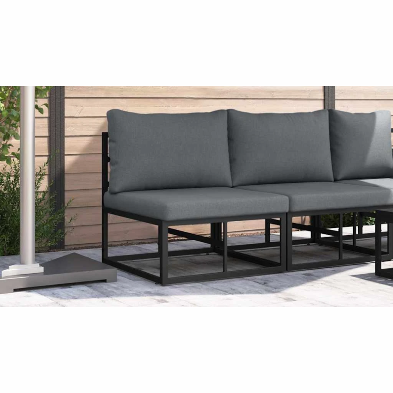 vidaXL Āra mēbeles ar spilvenu Melna 70 x 71,5 x 71 cm Metāla