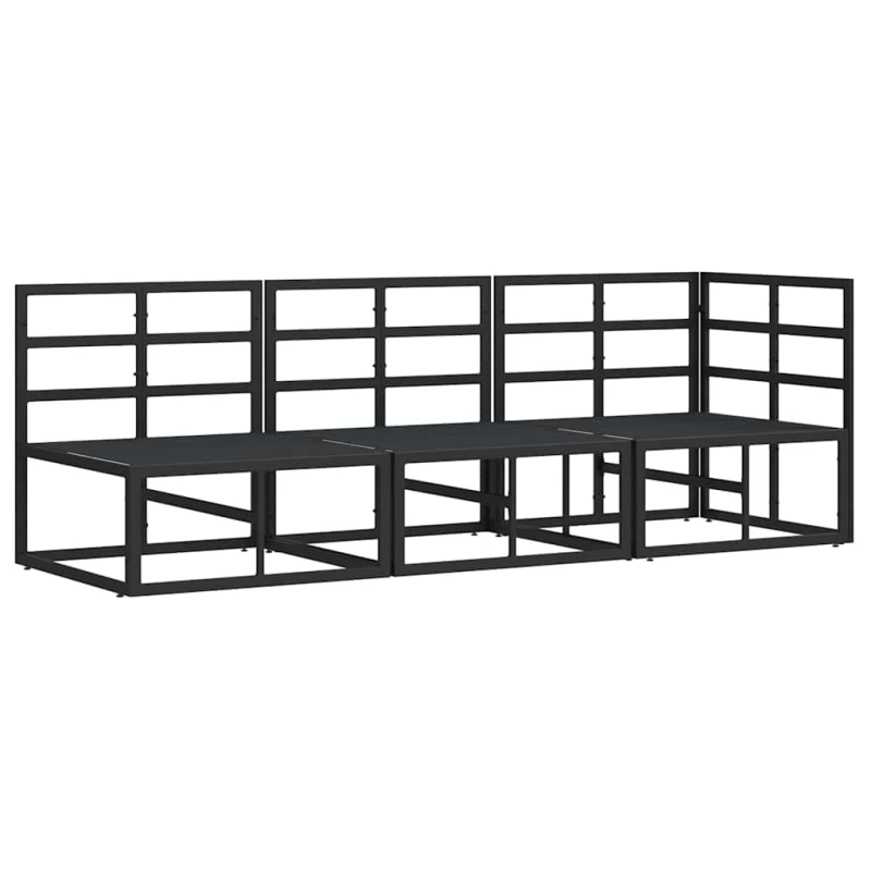 vidaXL Āra mēbeles ar spilvenu ar spilvenu 3 pcs Melna Metāla