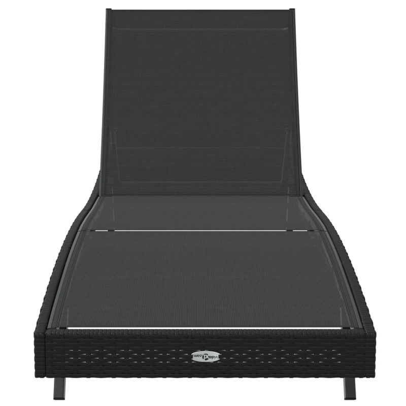 vidaXL Sauļošanās krēsls Melna 197 x 70 x 82 cm poliratāns