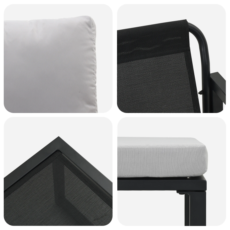 vidaXL Dārza mēbeles ar spilvenu 4 pcs Gaiši pelēks Poliesters