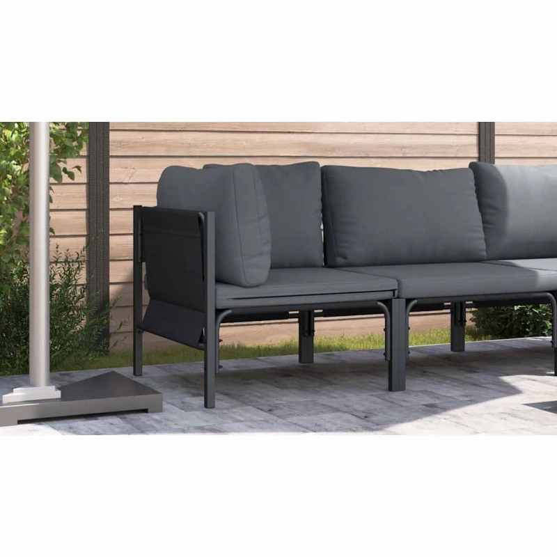 vidaXL Āra mēbeles ar spilvenu Antracīts 80 x 80 x 71 cm Tērauds