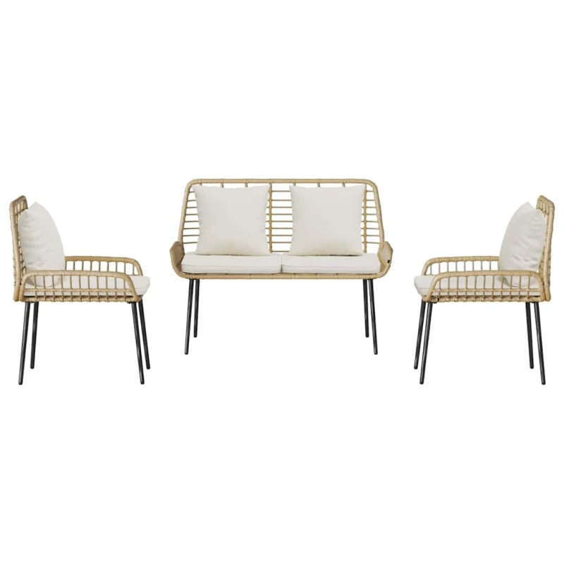 vidaXL Dārza ēdamgalds 3 pcs Brūns un Krēma poliratāns