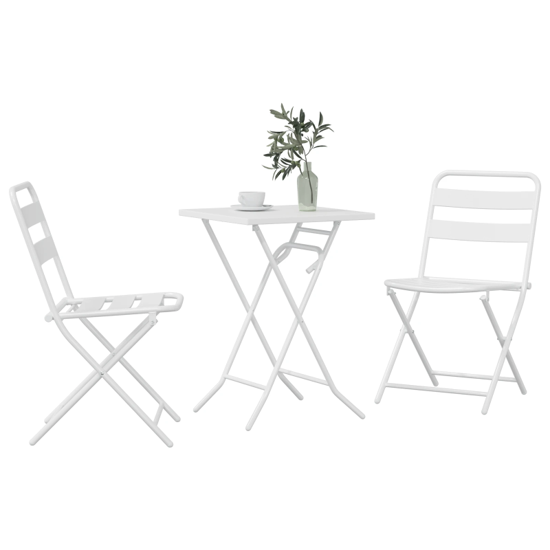 vidaXL Dārza bistro komplekts 3 pcs Balts Tērauds