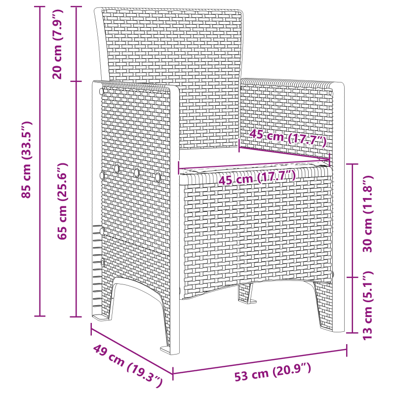 vidaXL Dārza krēsls 2 pcs Antracīts 53 x 49 x 85 cm Polipropilēns