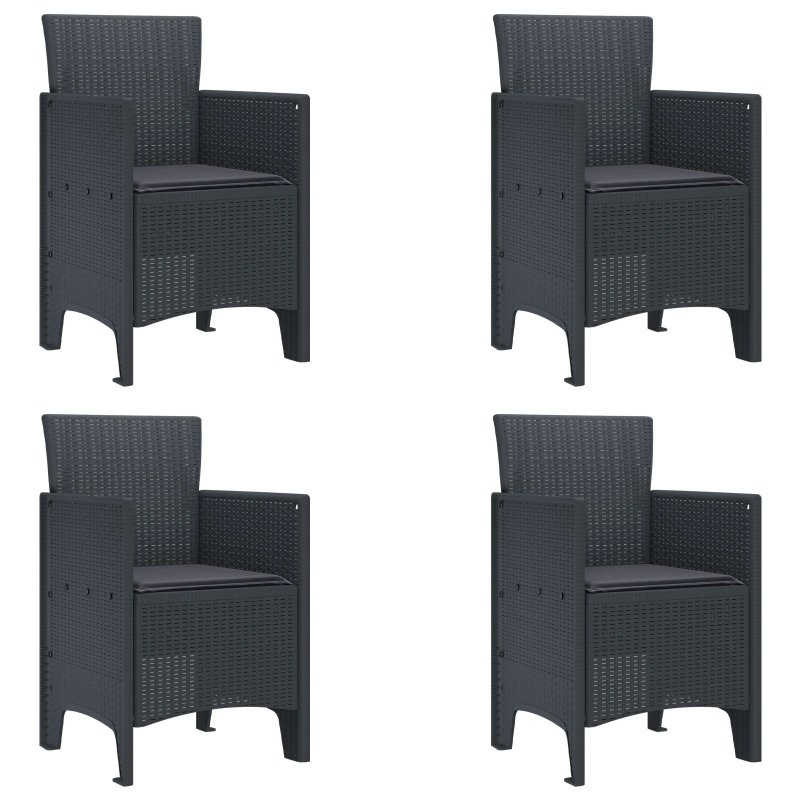 vidaXL Dārza krēsls 4 pcs Antracīts 53 x 49 x 85 cm Polipropilēns