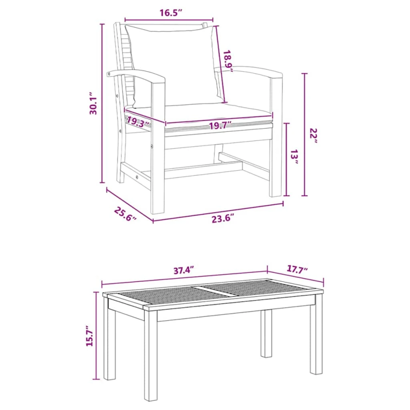 vidaXL Dārza dīvānu komplekts 5 pcs Dabiska Ciets tekša koks