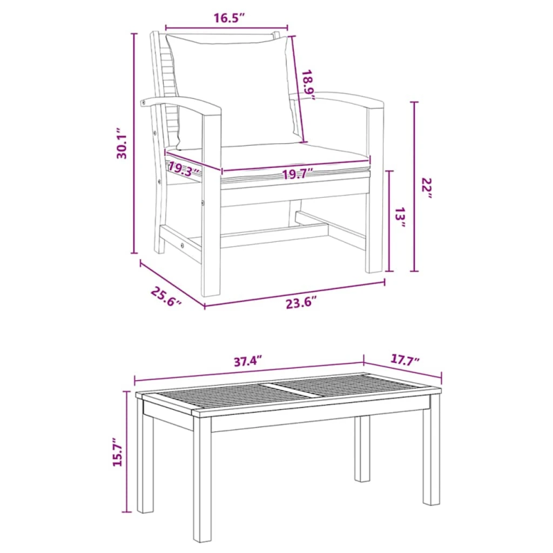 vidaXL Dārza dīvānu komplekts 5 pcs Dabiska Ciets tekša koks