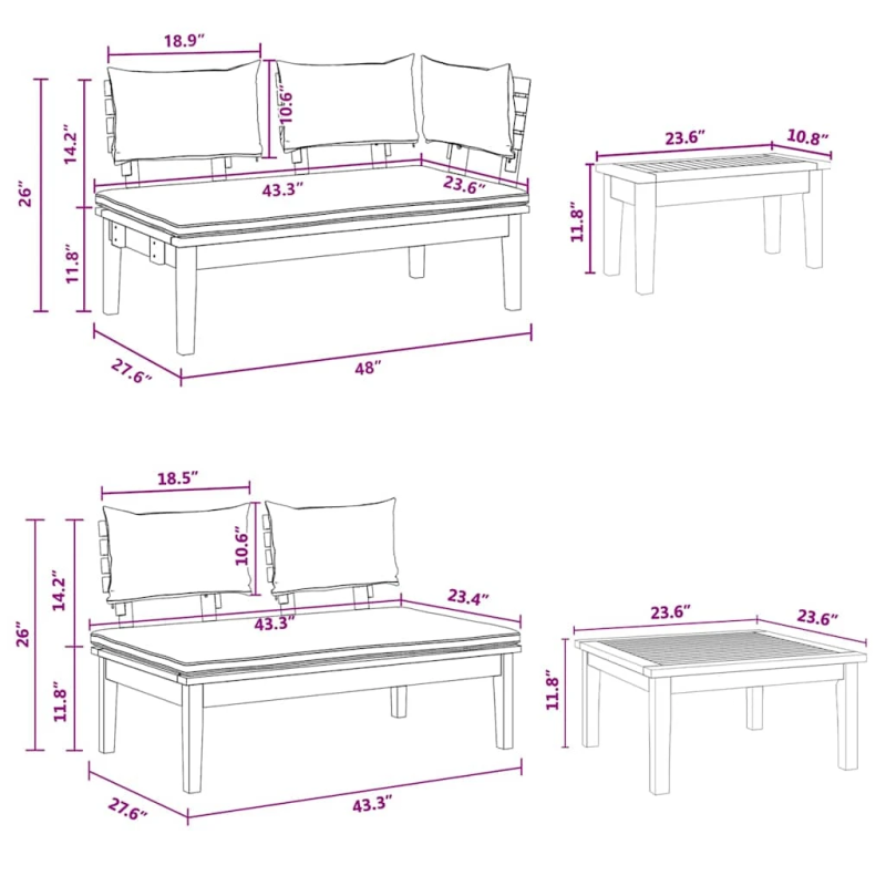 vidaXL Dārza dīvānu komplekts 4 pcs Brūna un pelēka