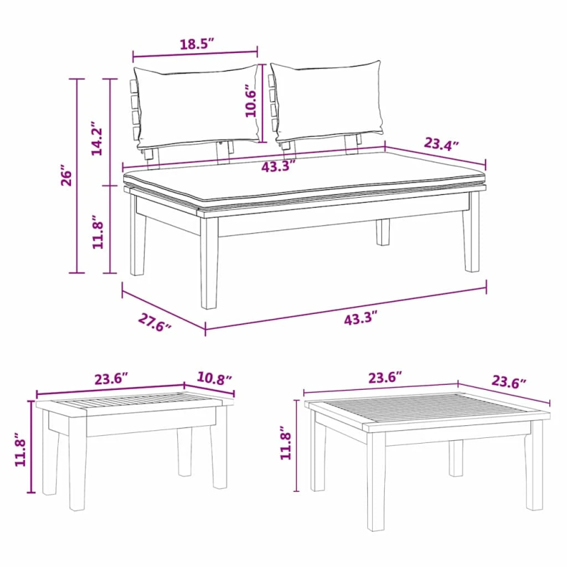 vidaXL Dārza dīvānu komplekts 3 pcs Brūna un pelēka