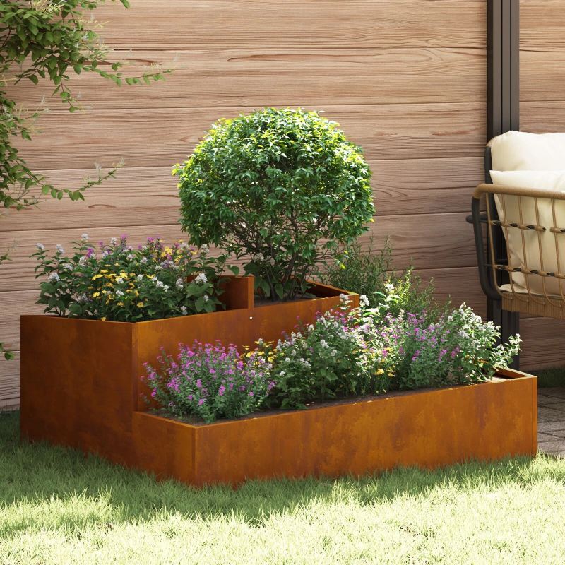 vidaXL Dārza stādītājs Brūna 100 x 100 x 50 cm Laika tērauds