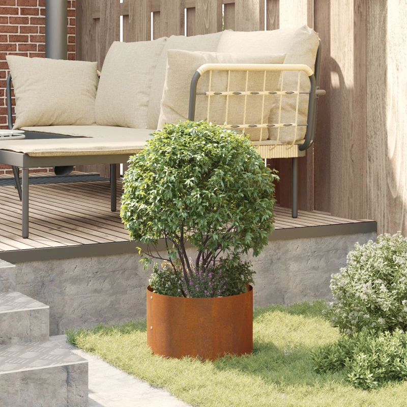 vidaXL Stādītāja gredzens Brūna 30 x 30 x 20 cm Laika tērauds