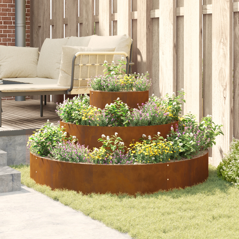 vidaXL Dārza stādītājs Brūna 120 x 120 x 20 cm Laika tērauds