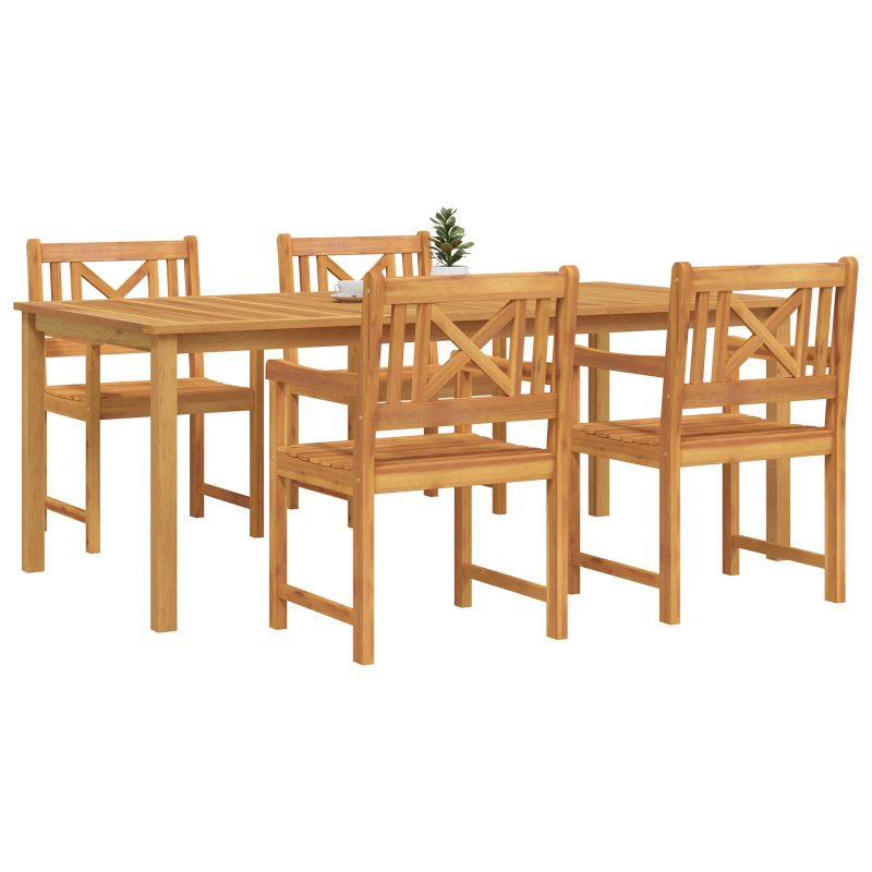 vidaXL Dārza ēdamgalds 5 pcs Brūna Cietā akācijas koks