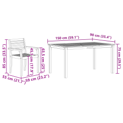vidaXL Dārza ēdamgalds 5 pcs Brūna Cietā akācijas koks