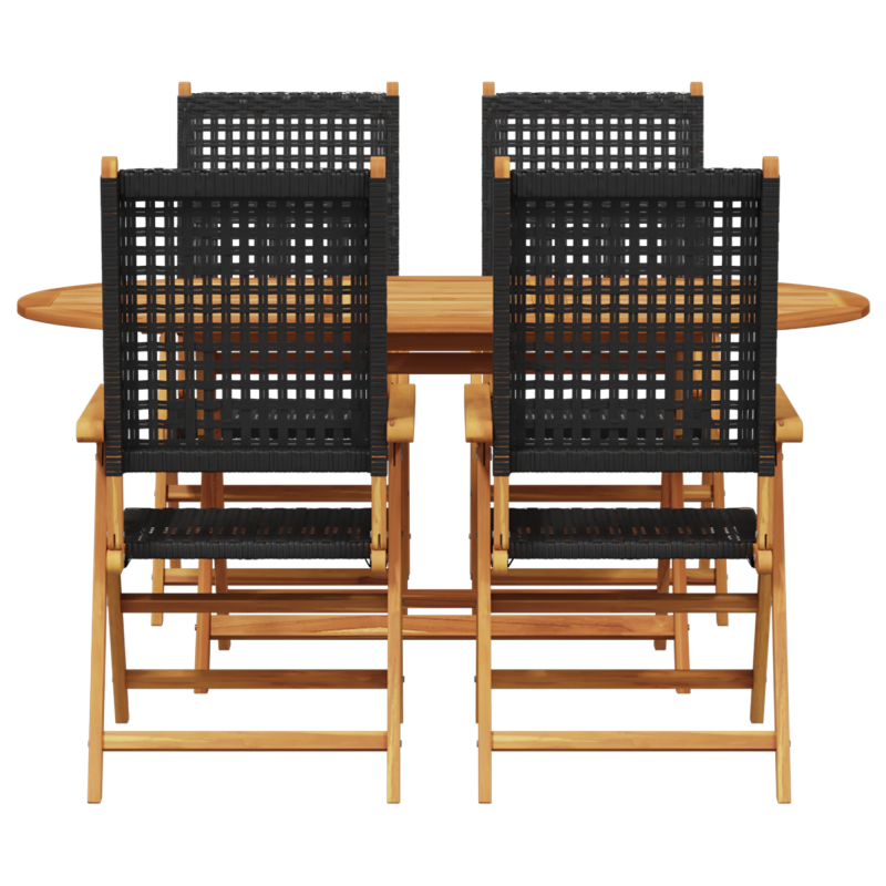 vidaXL Dārza ēdamgalds 5 pcs Melna Cietā akācijas koks