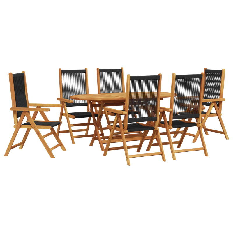 vidaXL Dārza ēdamgalds 7 pcs Melna Cietā akācijas koks