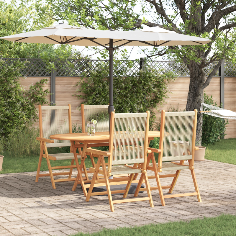 vidaXL Dārza ēdamgalds 5 pcs Bēša Cietā akācijas koks