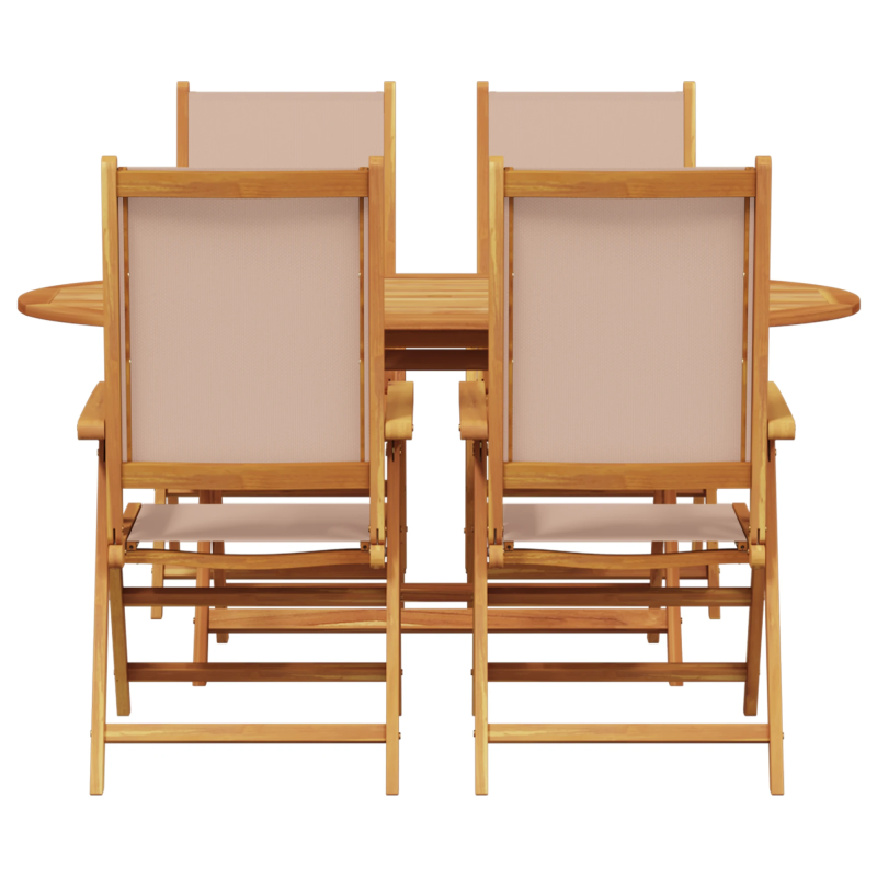 vidaXL Dārza ēdamgalds 5 pcs Pelēkbrūna Cietā akācijas koks