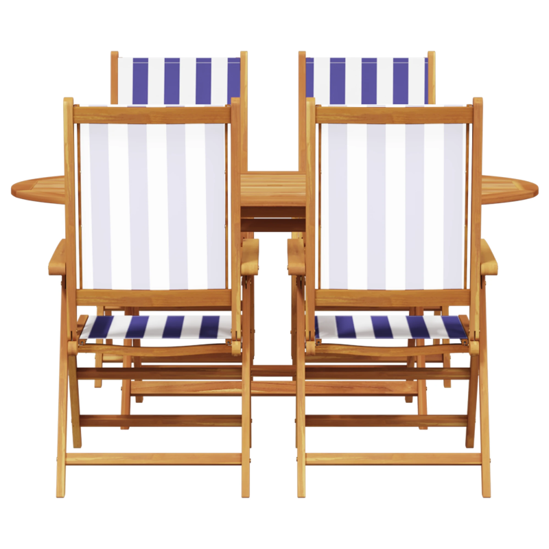 vidaXL Dārza ēdamgalds 5 pcs Zila un balta Cietā akācijas koks