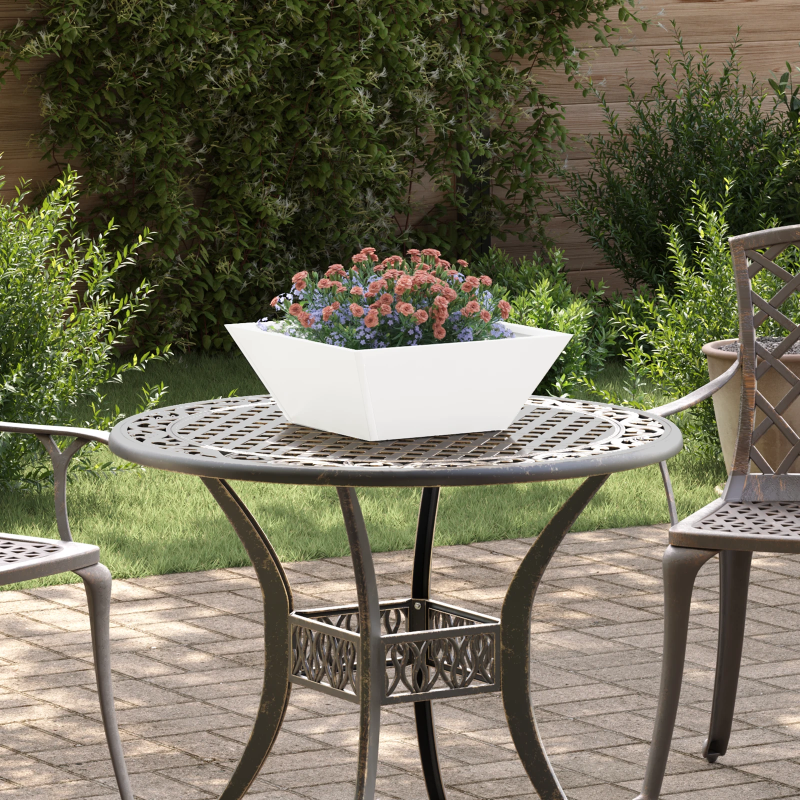 vidaXL Dārza stādītājs Balts 40 x 40 x 15 cm Auksti velmēta tērauds