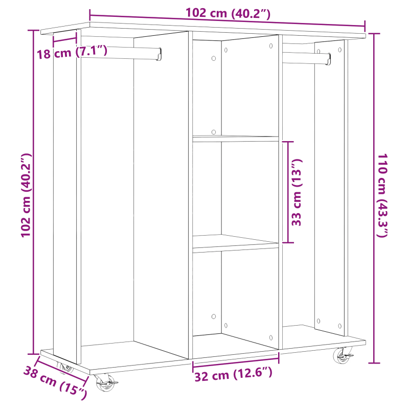 vidaXL Skapis Melns ozols 102 x 38 x 110 cm Inženierijas koks