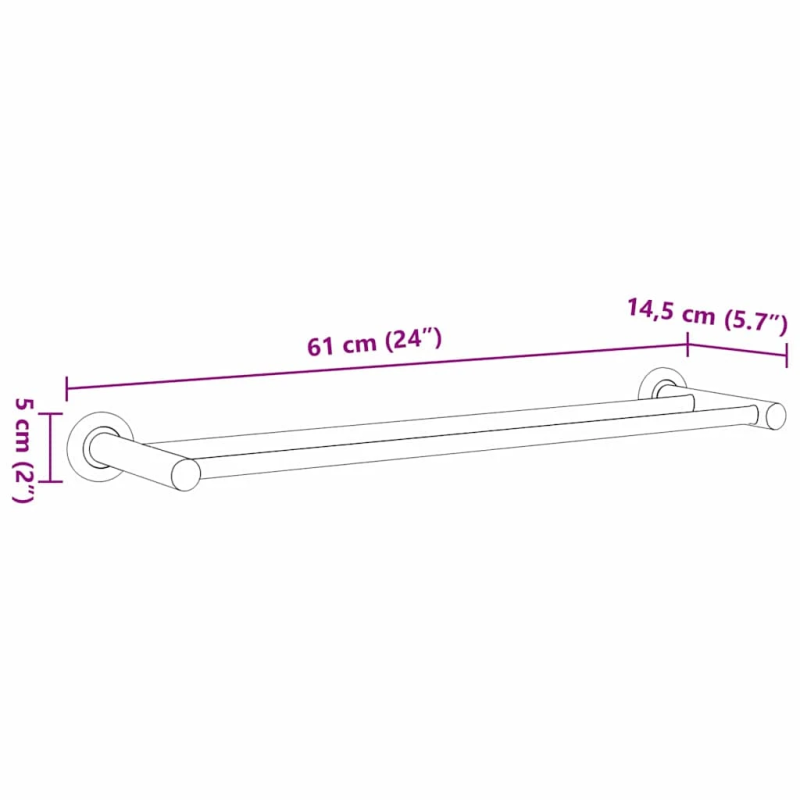 vidaXL Dvieļu statīvs Melna 61 x 14,5 x 5 cm Nerūsējošs tērauds