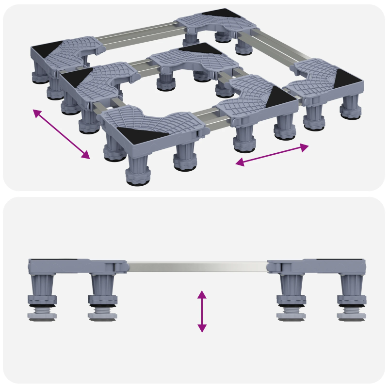 vidaXL Veļas mazgājamās mašīnas pamatne Pelēka 67 x 67 x 12 cm