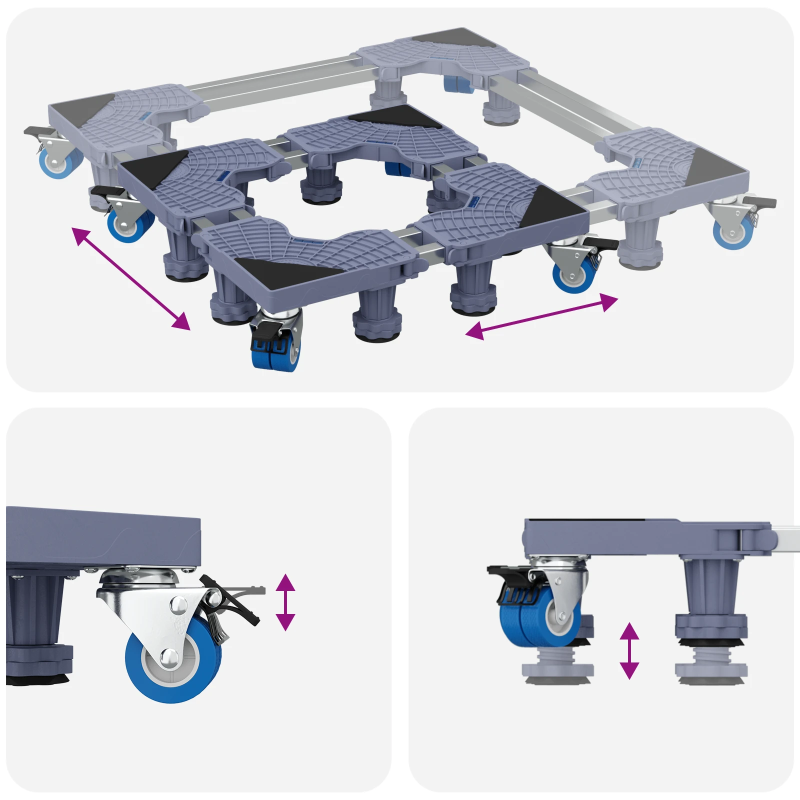 vidaXL Veļas mazgājamās mašīnas pamatne Pelēka 67 x 67 x 12 cm