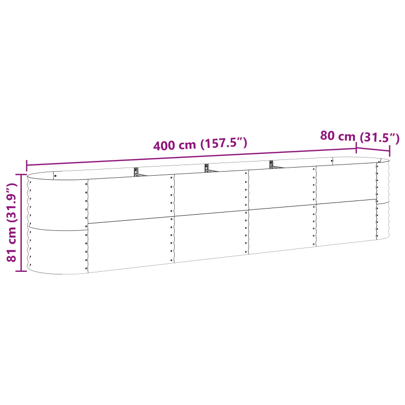 vidaXL Paaugstināta gulta Brūna 400 x 80 x 81 cm Tērauds