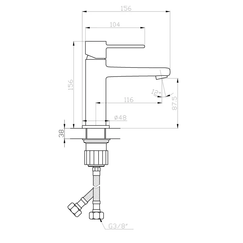 Смеситель для раковины Invena Invena, черный цв.-хромовый цв.