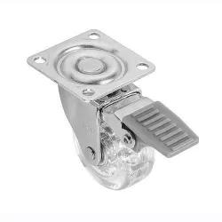 Baldų ratukas 50mm su stabdžiu skaidrus