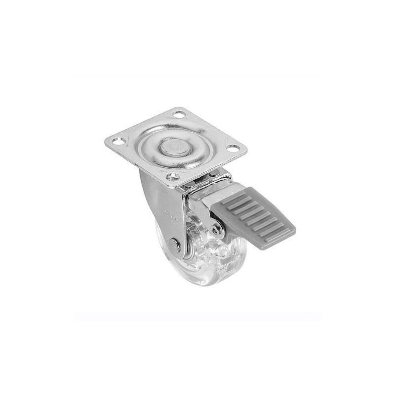Mēbeļu ritentiņš 50mm ar bremzi caurspīdīgs