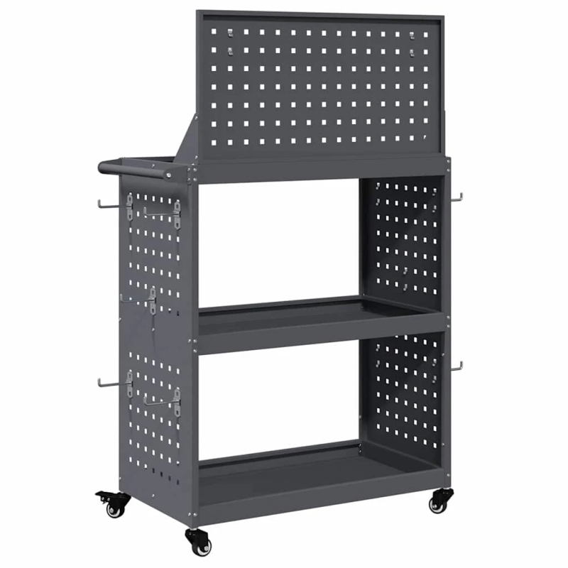 vidaXL Instrumentu ratiņi ar plauktu Antracīts 65 x 35 x 111 cm