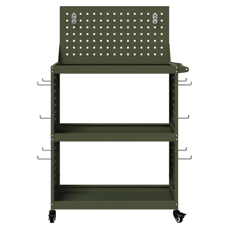 vidaXL Instrumentu ratiņi ar plauktu Olīvu zaļš 65 x 35 x 111 cm