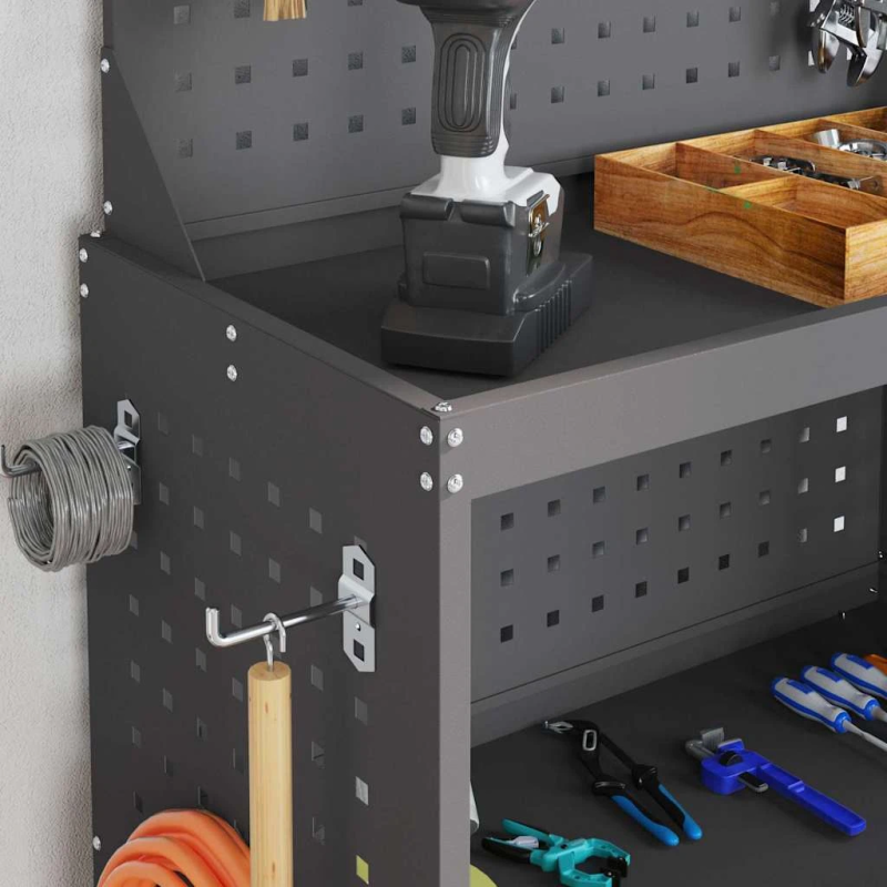 vidaXL Instrumentu ratiņi ar plauktu ar riteni Melna 65 x 35 x 111 cm