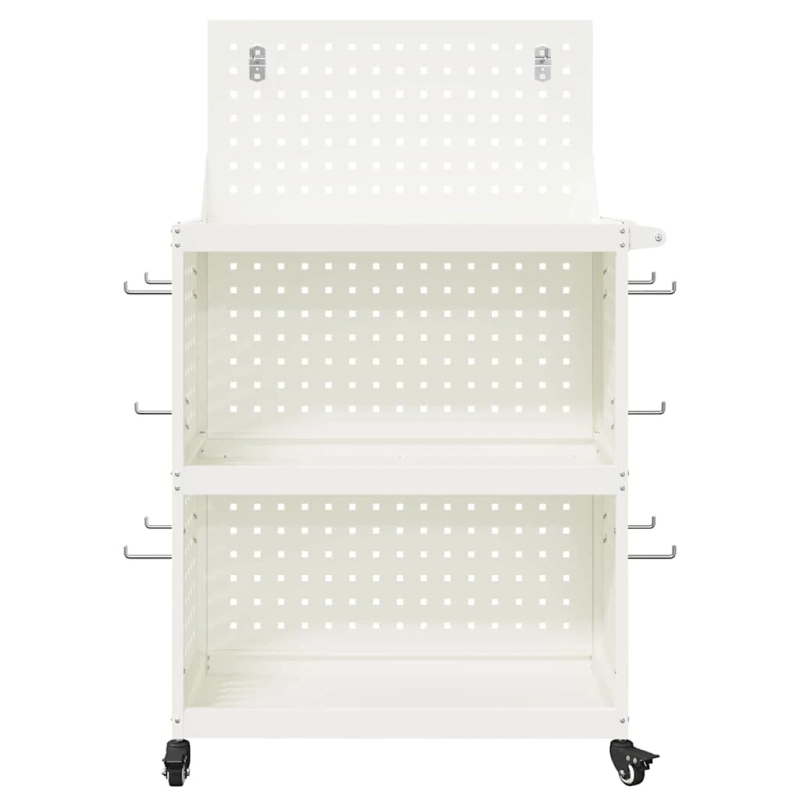 vidaXL Instrumentu ratiņi ar plauktu ar riteni Balts 65 x 35 x 111 cm