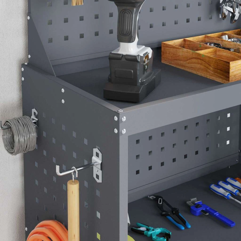 vidaXL Instrumentu ratiņi ar plauktu Antracīts 65 x 35 x 111 cm