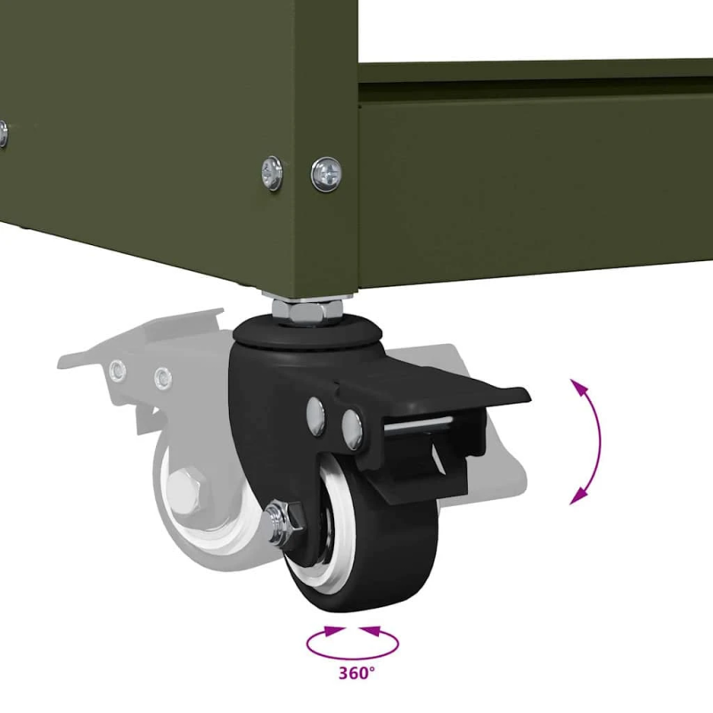 vidaXL Instrumentu ratiņi ar plauktu Olīvu zaļš 65 x 35 x 111 cm