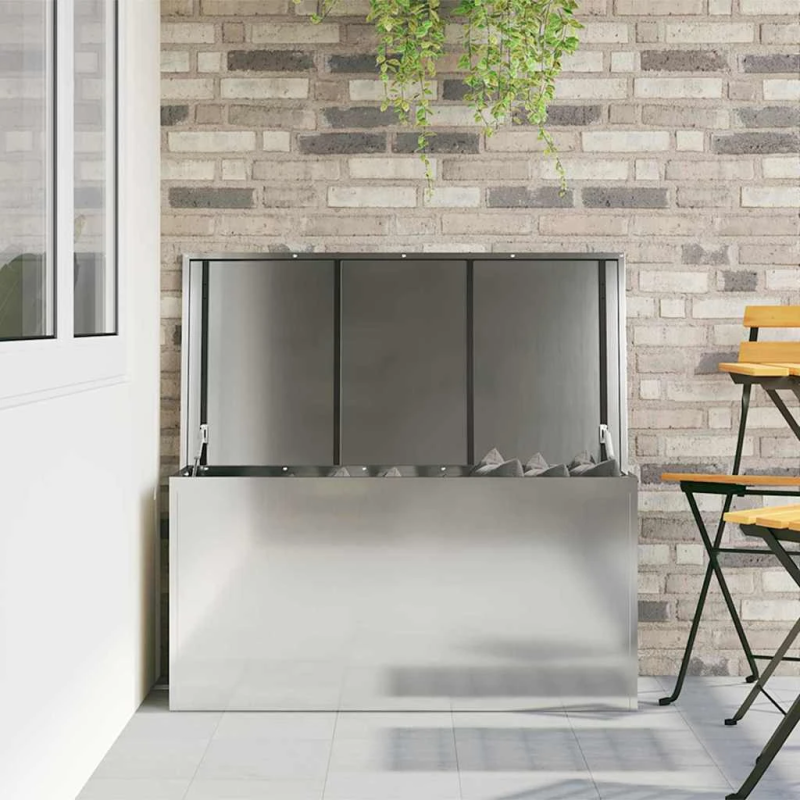 vidaXL Āra uzglabāšanas kaste Sudraba 100 x 50,5 x 50 cm Tērauds