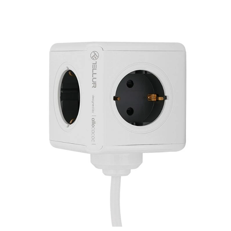 Tellur Power Cube Extended, Power strip 4 Outlets + 2xUSB ports, 1.5m cable white