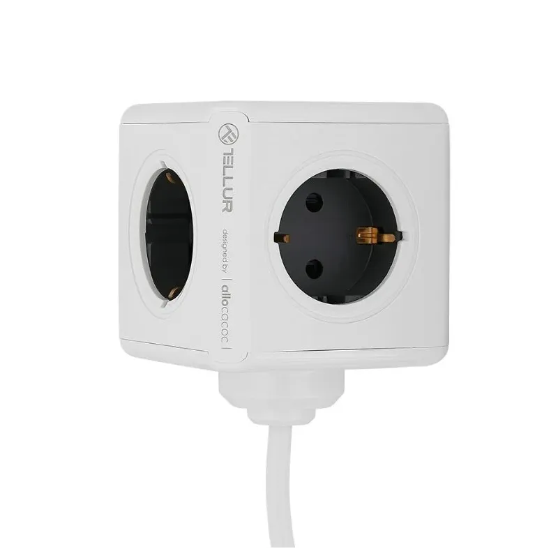 Tellur Power Cube Extended, Power strip 4 Outlets + 2xUSB ports, 1.5m cable white