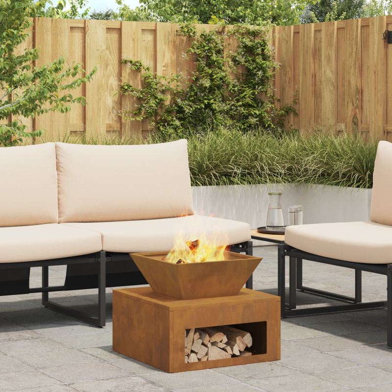 vidaXL Uguns bedre Rūsa 50 x 50 x 40 cm Laika tērauds